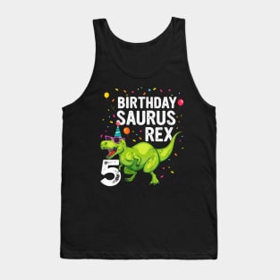 Kids 5 Year Old Birthday Boy Girl Dinosaur T Rex Family Matching Tank Top